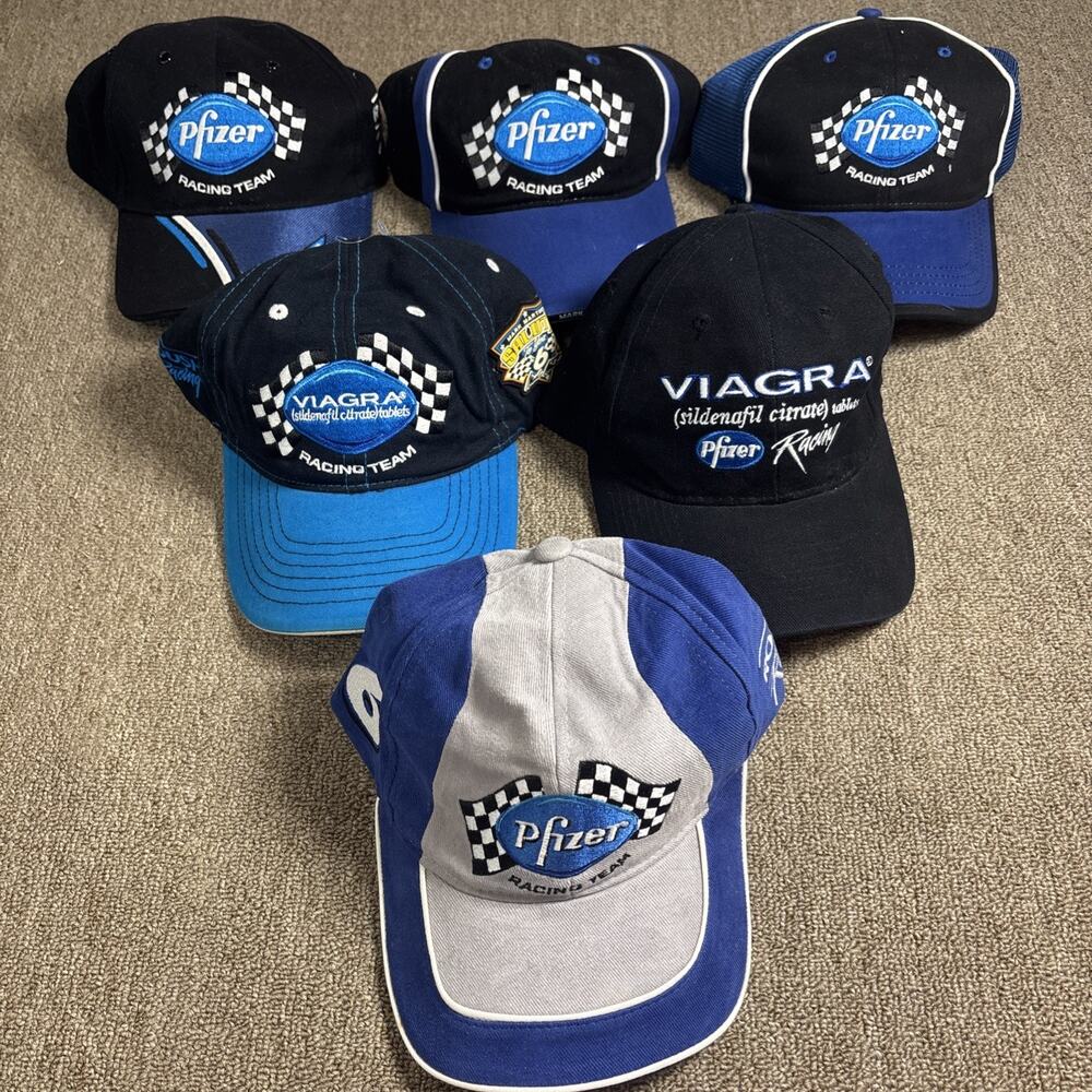 Pfizer Racing Mark Martin Hat Bundle x 6 NASCAR Vintage NWT